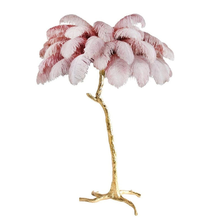 OSTRICH FEATHER BRASS FLOOR LAMP