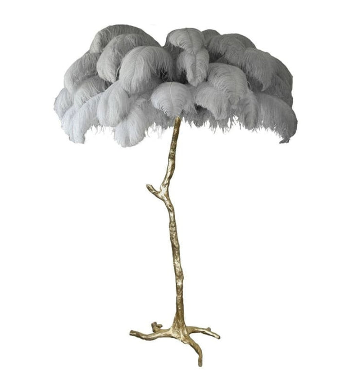 OSTRICH FEATHER BRASS FLOOR LAMP