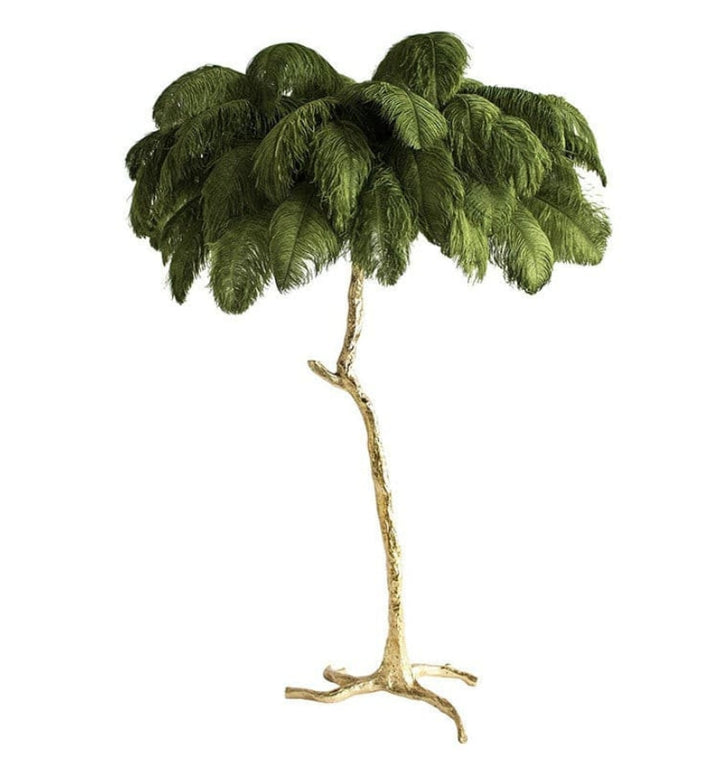 OSTRICH FEATHER BRASS FLOOR LAMP