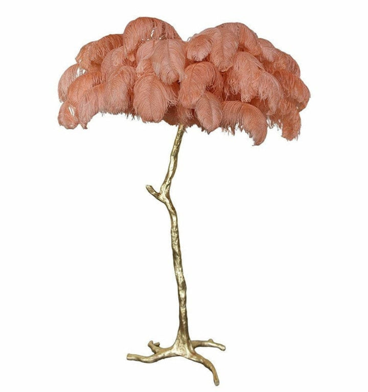 OSTRICH FEATHER BRASS FLOOR LAMP