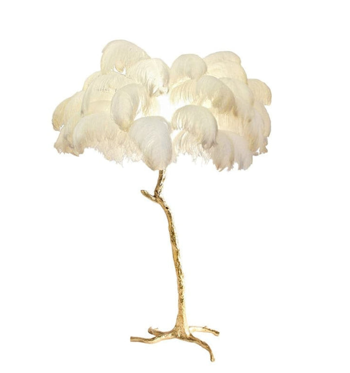 OSTRICH FEATHER BRASS FLOOR LAMP