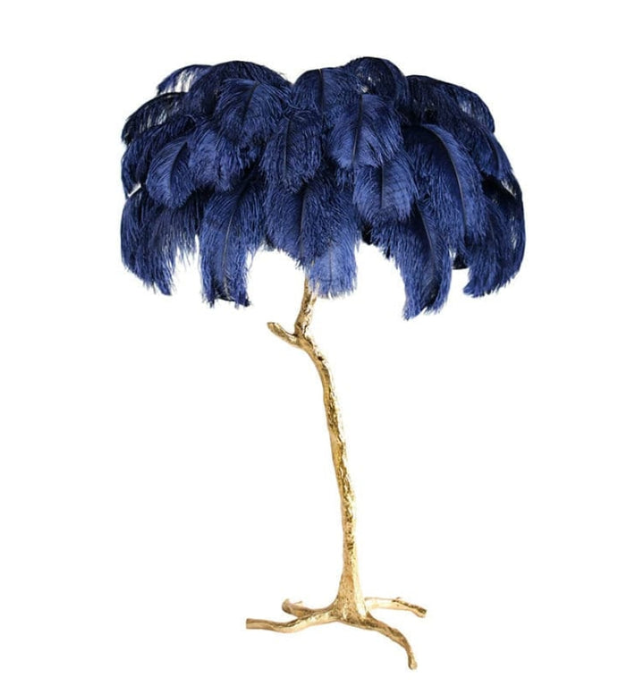 OSTRICH FEATHER BRASS FLOOR LAMP