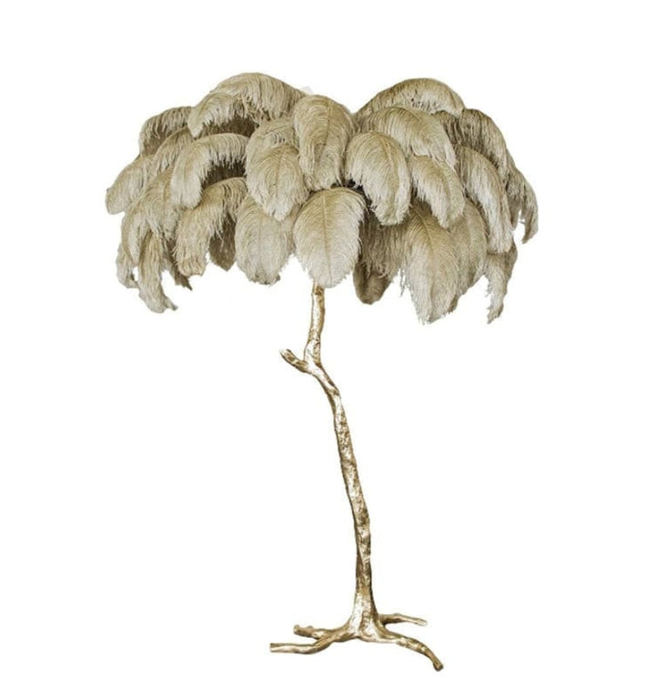 OSTRICH FEATHER BRASS FLOOR LAMP