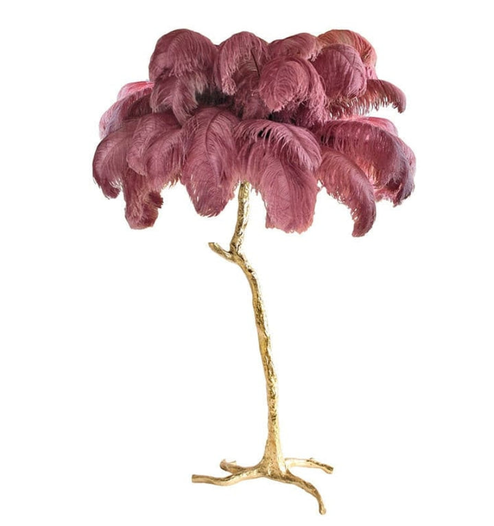 OSTRICH FEATHER BRASS FLOOR LAMP