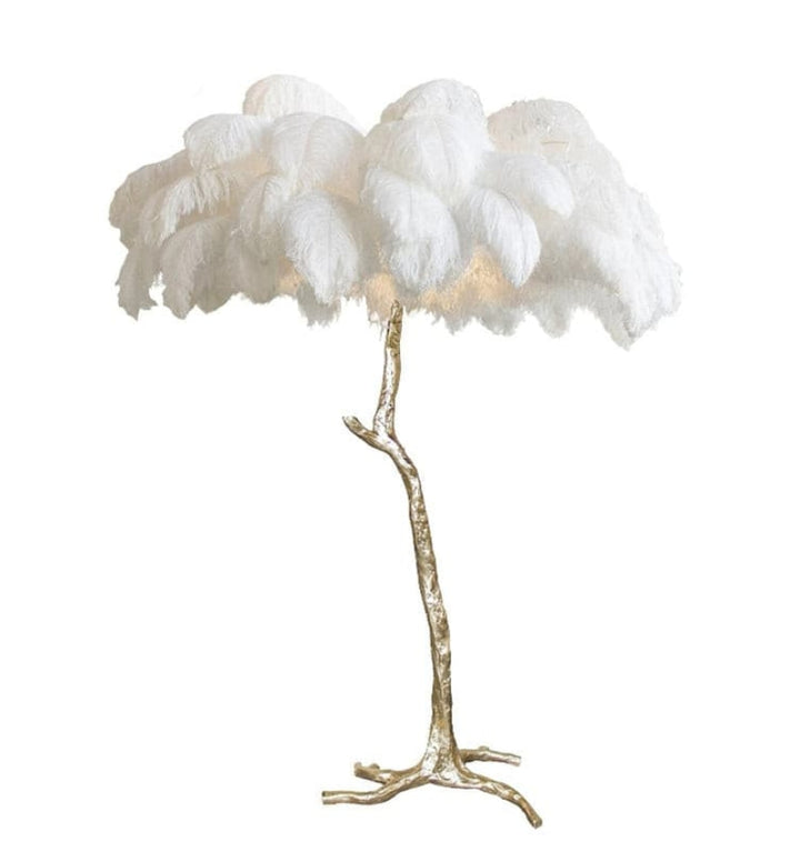 OSTRICH FEATHER BRASS FLOOR LAMP