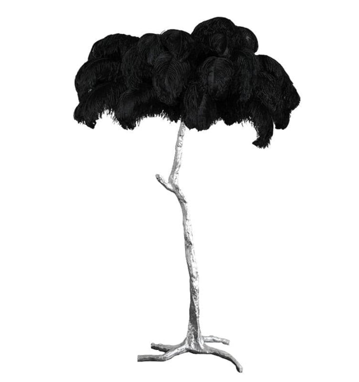 OSTRICH FEATHER BRASS FLOOR LAMP