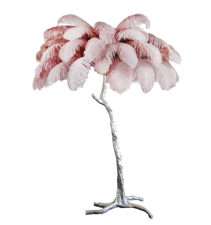 OSTRICH FEATHER BRASS FLOOR LAMP