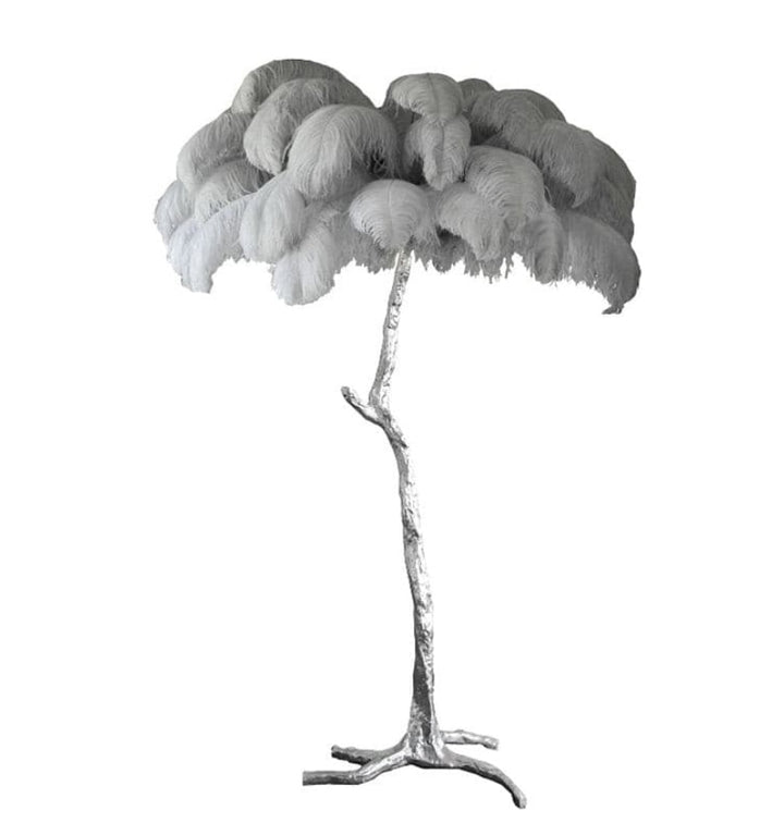 OSTRICH FEATHER BRASS FLOOR LAMP