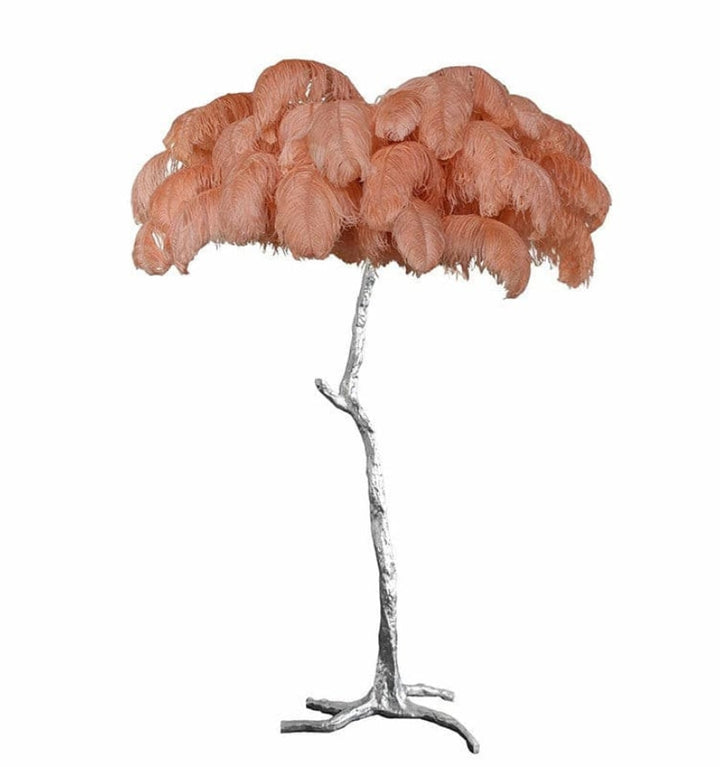 OSTRICH FEATHER BRASS FLOOR LAMP