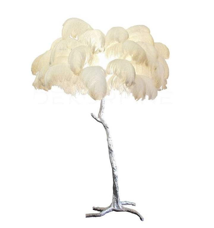 OSTRICH FEATHER BRASS FLOOR LAMP