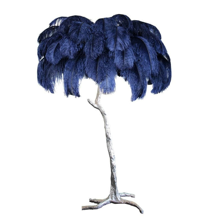 OSTRICH FEATHER BRASS FLOOR LAMP