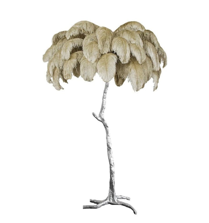 OSTRICH FEATHER BRASS FLOOR LAMP