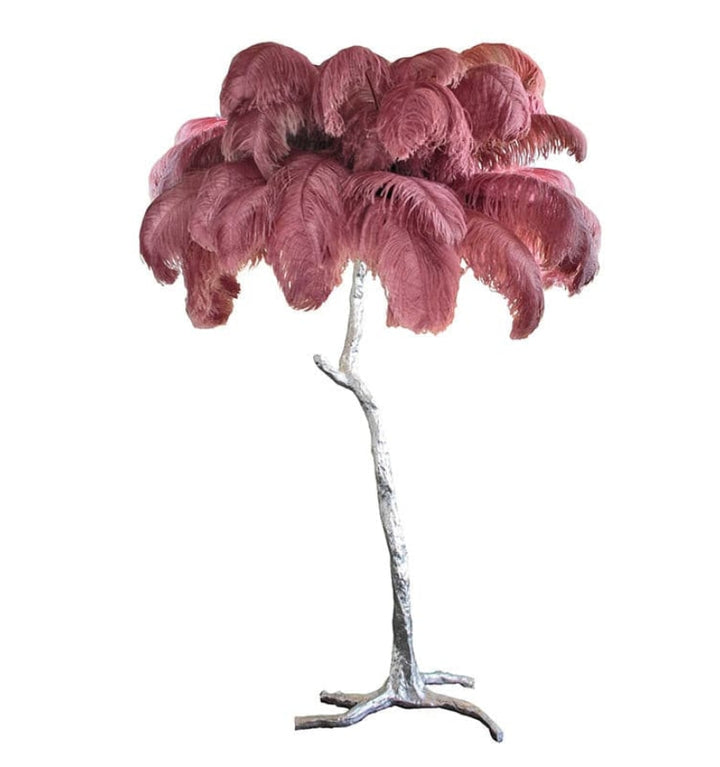 OSTRICH FEATHER BRASS FLOOR LAMP