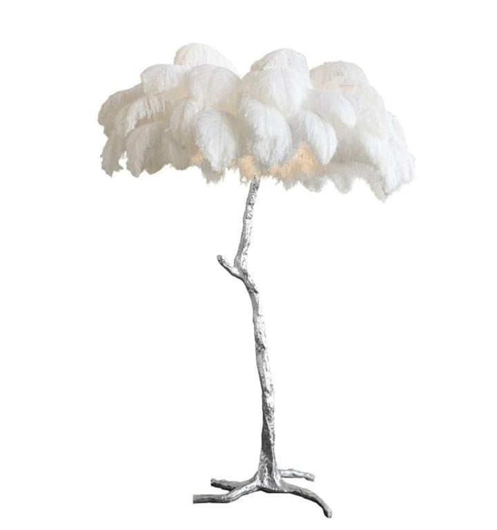 OSTRICH FEATHER BRASS FLOOR LAMP