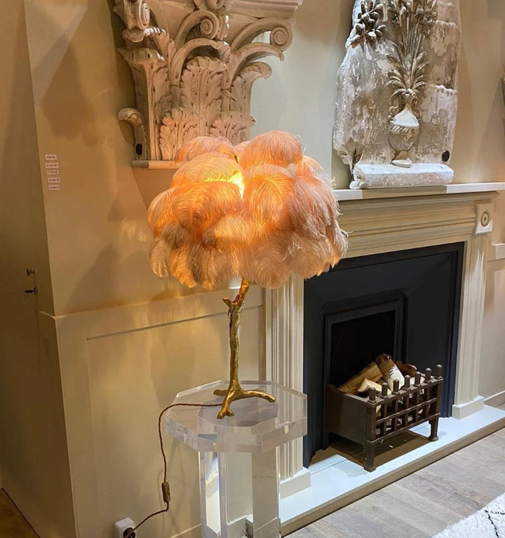 OSTRICH FEATHER TABLE LAMP