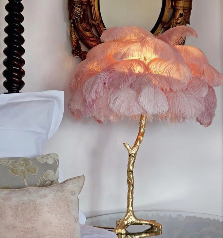 OSTRICH FEATHER TABLE LAMP