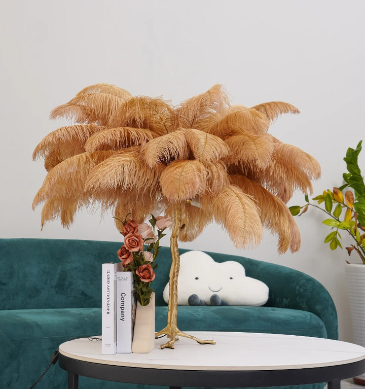 OSTRICH FEATHER TABLE LAMP