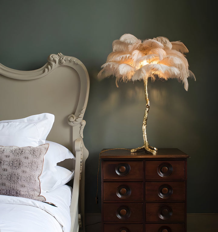 OSTRICH FEATHER TABLE LAMP