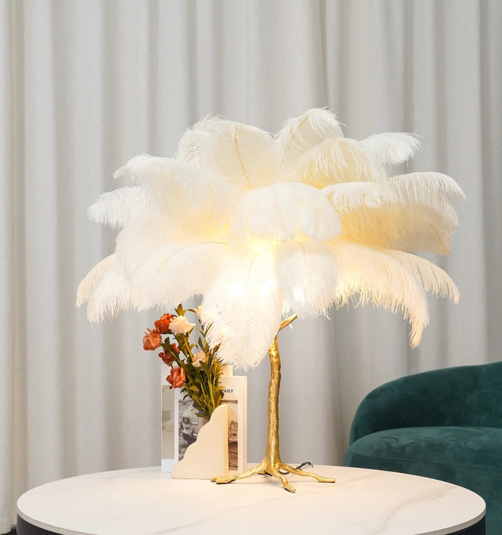 OSTRICH FEATHER TABLE LAMP