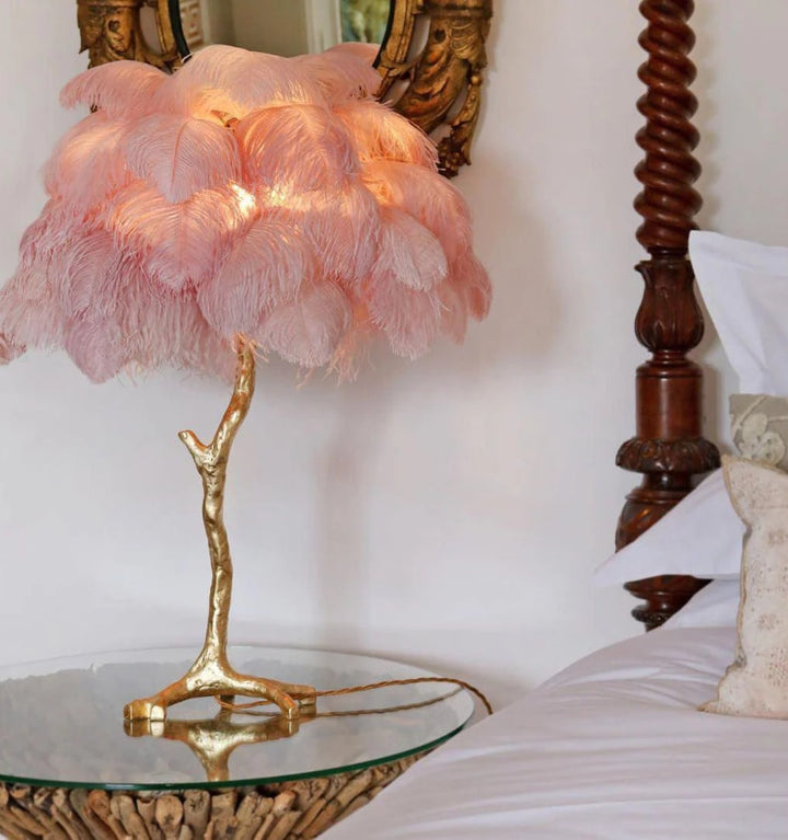 OSTRICH FEATHER TABLE LAMP