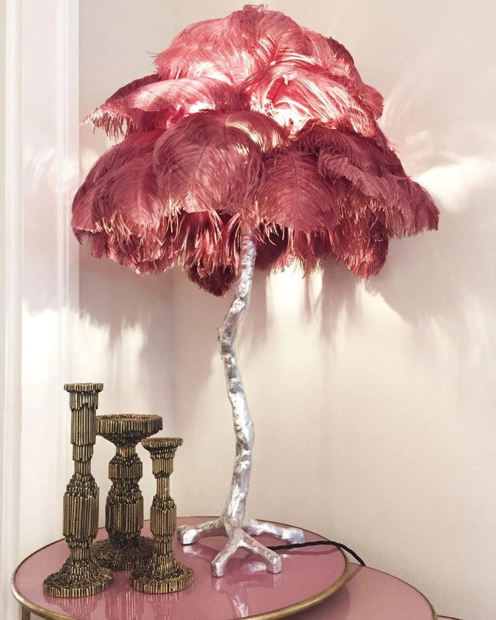 OSTRICH FEATHER TABLE LAMP