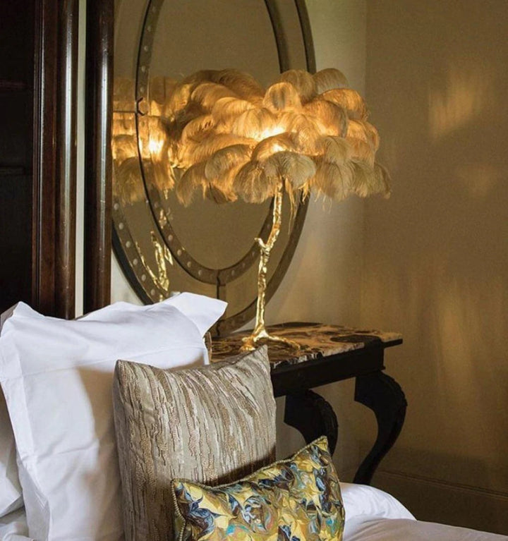 OSTRICH FEATHER TABLE LAMP