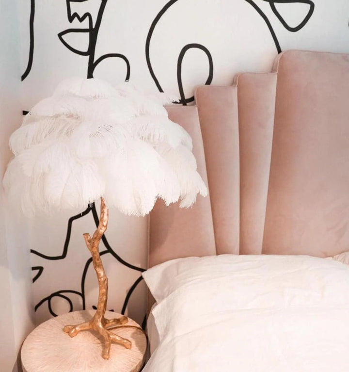 OSTRICH FEATHER TABLE LAMP