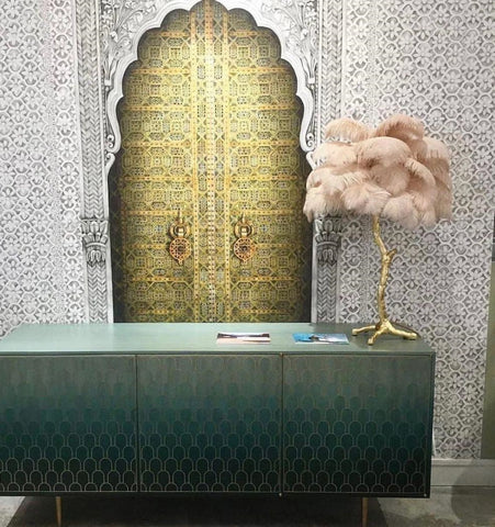 OSTRICH FEATHER TABLE LAMP