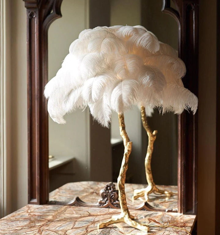 OSTRICH FEATHER TABLE LAMP