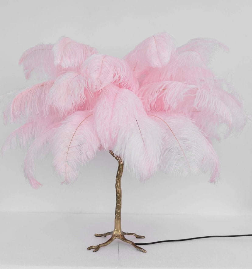 OSTRICH FEATHER TABLE LAMP