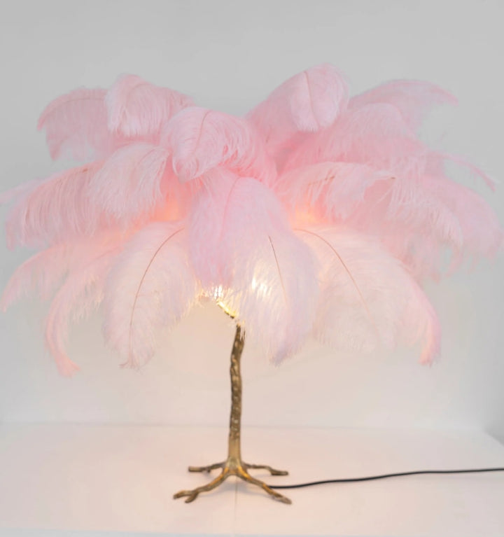 OSTRICH FEATHER TABLE LAMP