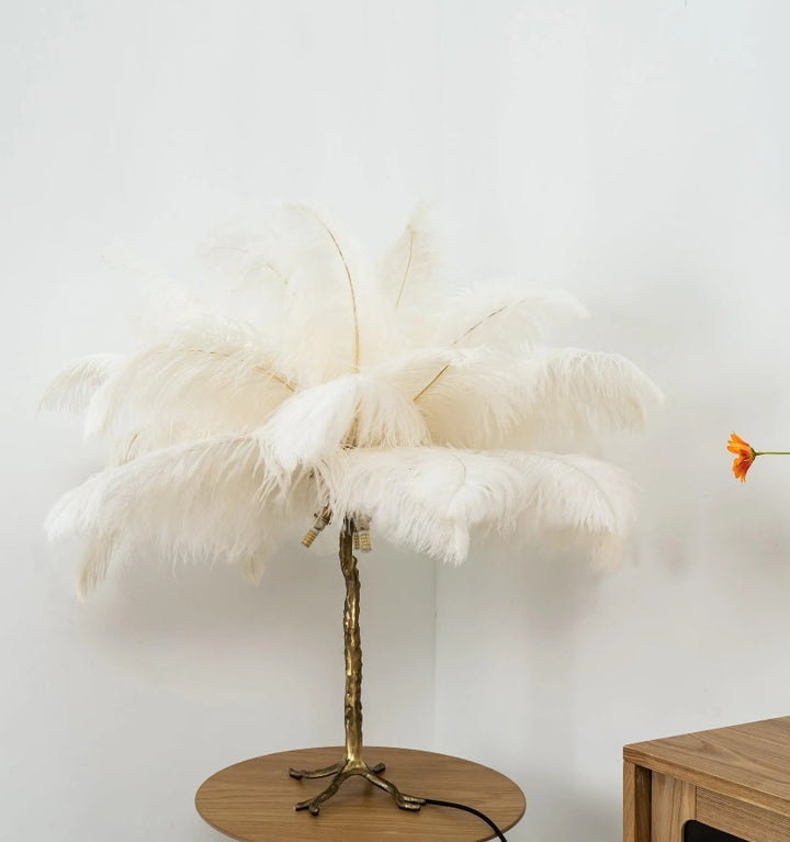 OSTRICH FEATHER TABLE LAMP