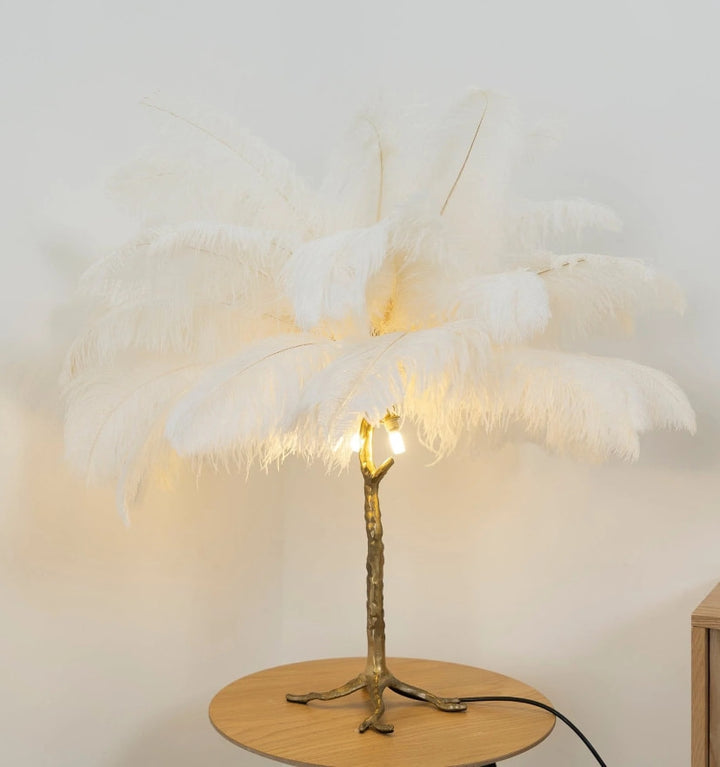 OSTRICH FEATHER TABLE LAMP