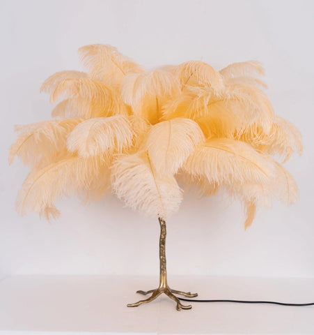 OSTRICH FEATHER TABLE LAMP