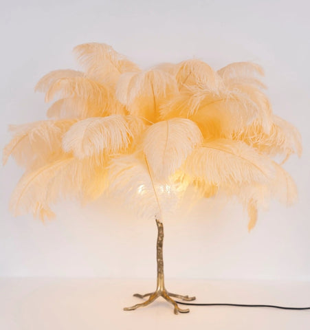 OSTRICH FEATHER TABLE LAMP