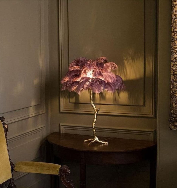 OSTRICH FEATHER TABLE LAMP