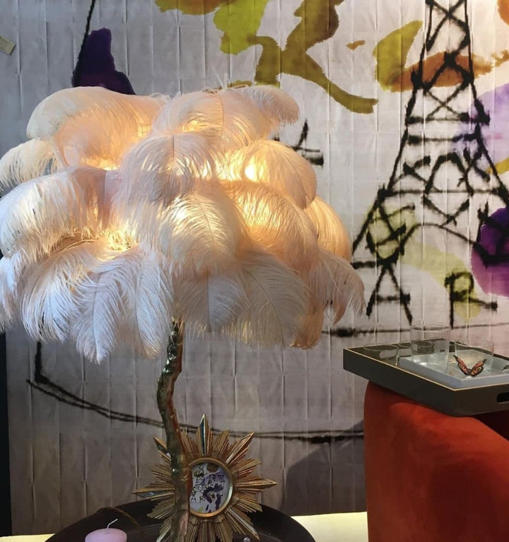 OSTRICH FEATHER TABLE LAMP