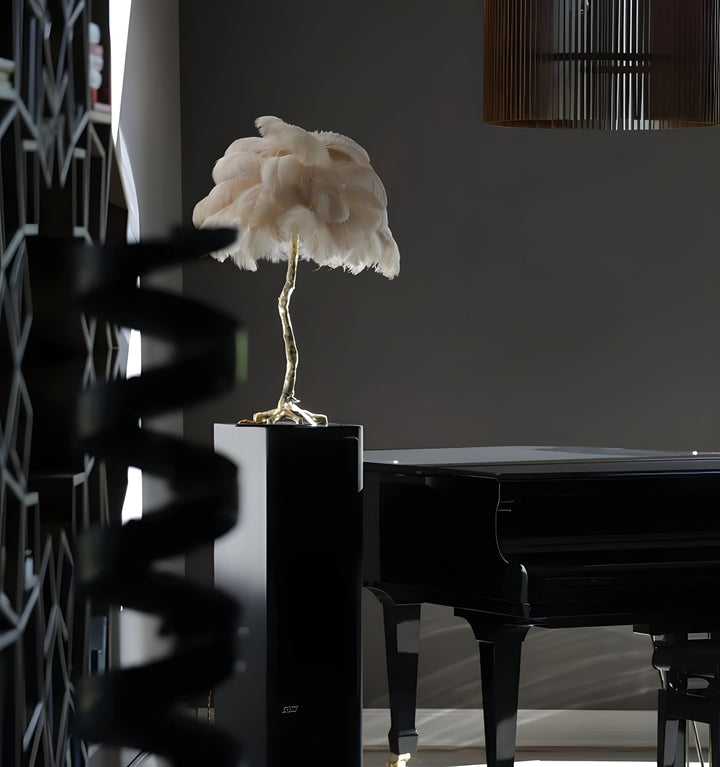 OSTRICH FEATHER TABLE LAMP