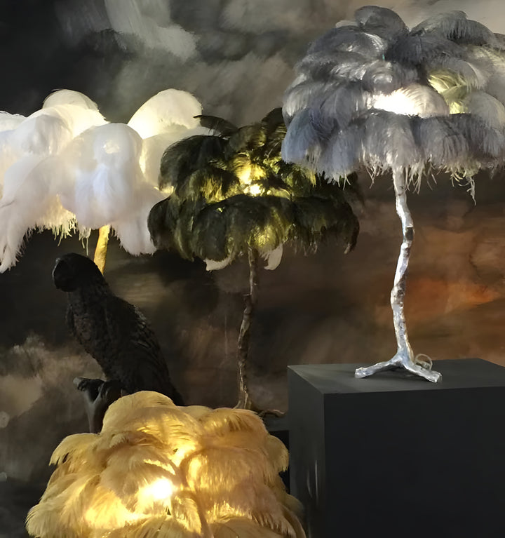 OSTRICH FEATHER TABLE LAMP