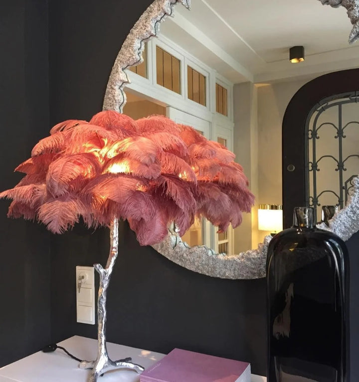 OSTRICH FEATHER TABLE LAMP