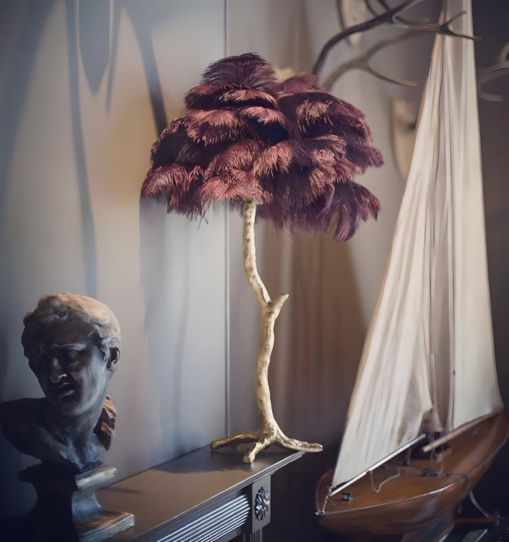 OSTRICH FEATHER TABLE LAMP