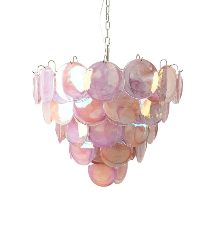 PINK MURANO DISC CHANDELIER