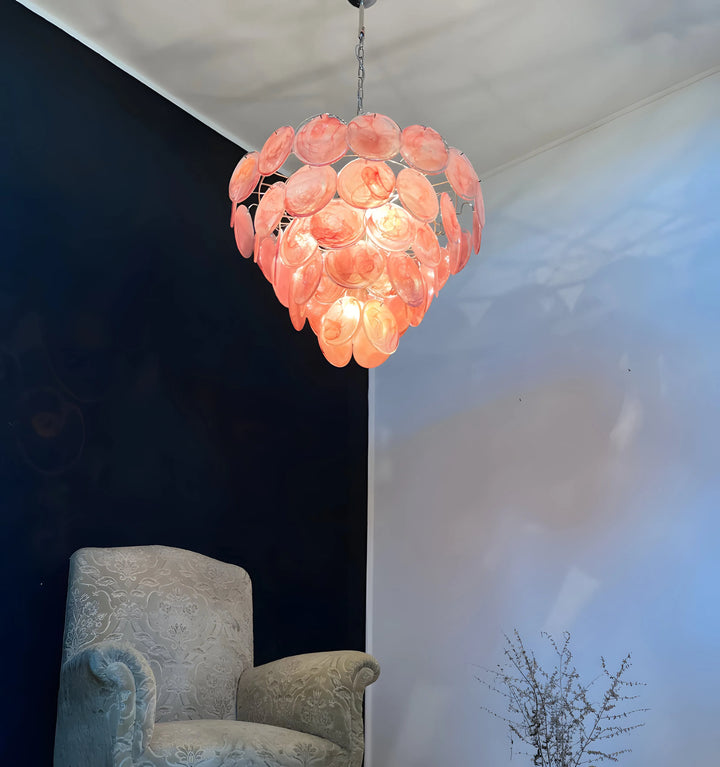 PINK MURANO DISC CHANDELIER