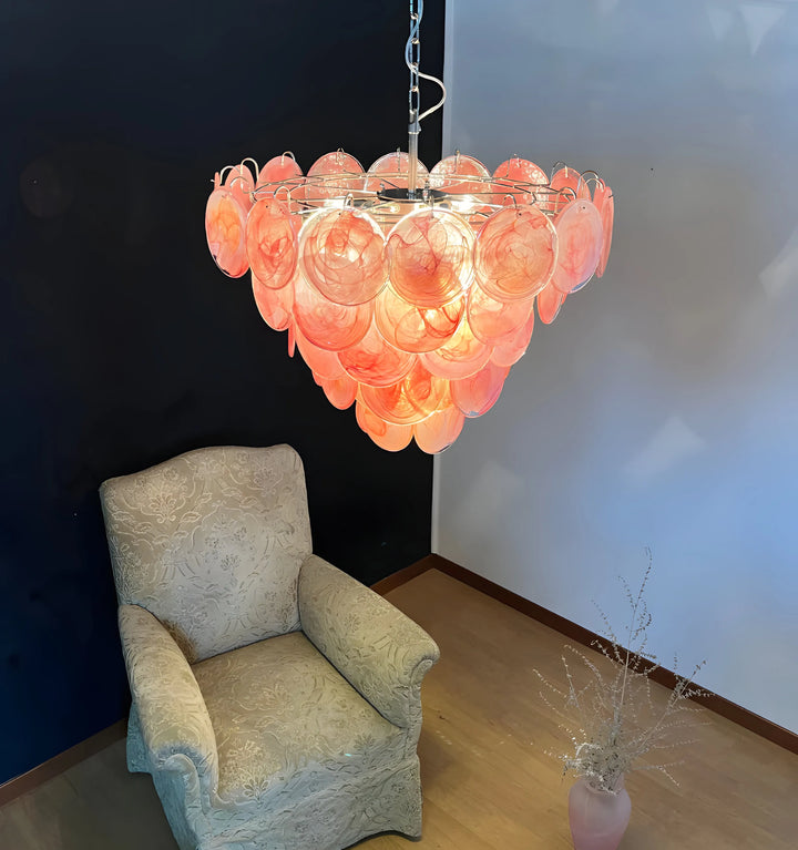 PINK MURANO DISC CHANDELIER