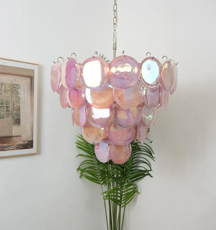 PINK MURANO DISC CHANDELIER