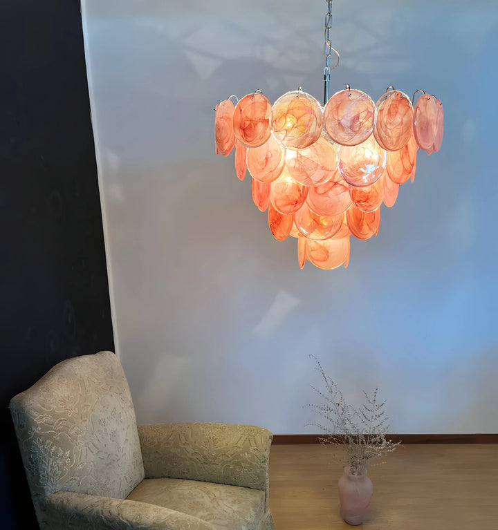 PINK MURANO DISC CHANDELIER