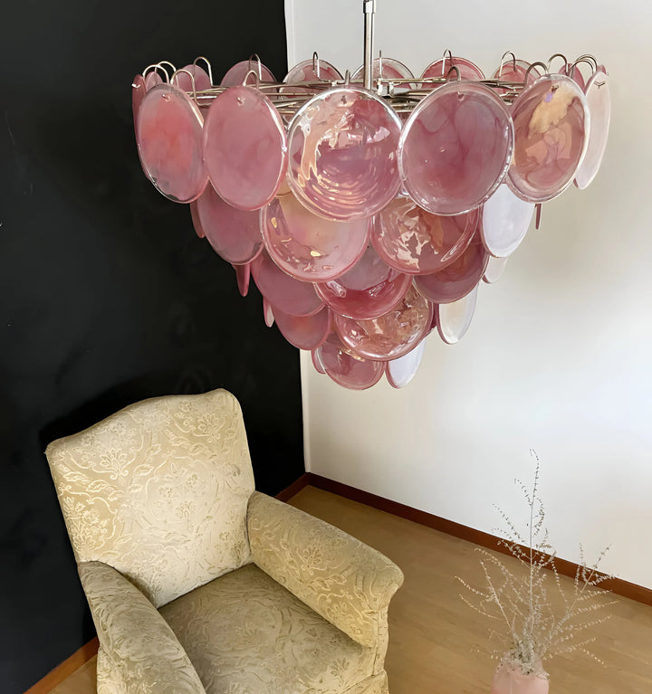 PINK MURANO DISC CHANDELIER