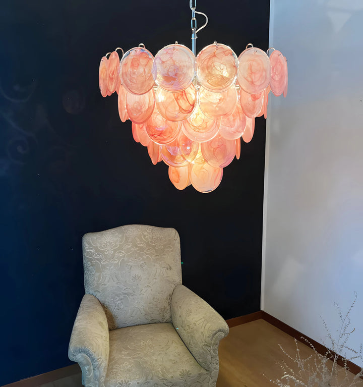 PINK MURANO DISC CHANDELIER