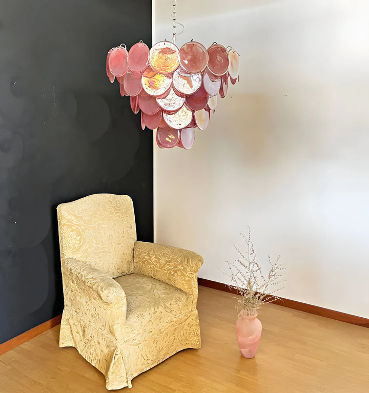 PINK MURANO DISC CHANDELIER