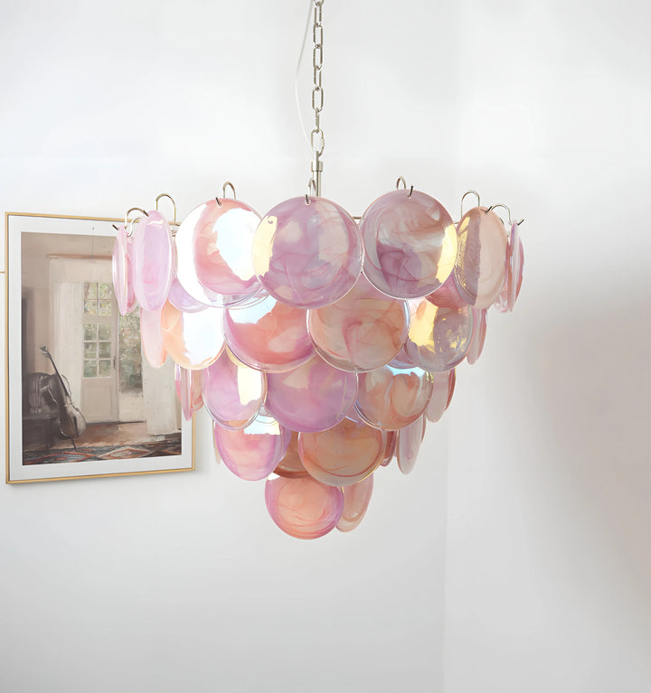 PINK MURANO DISC CHANDELIER